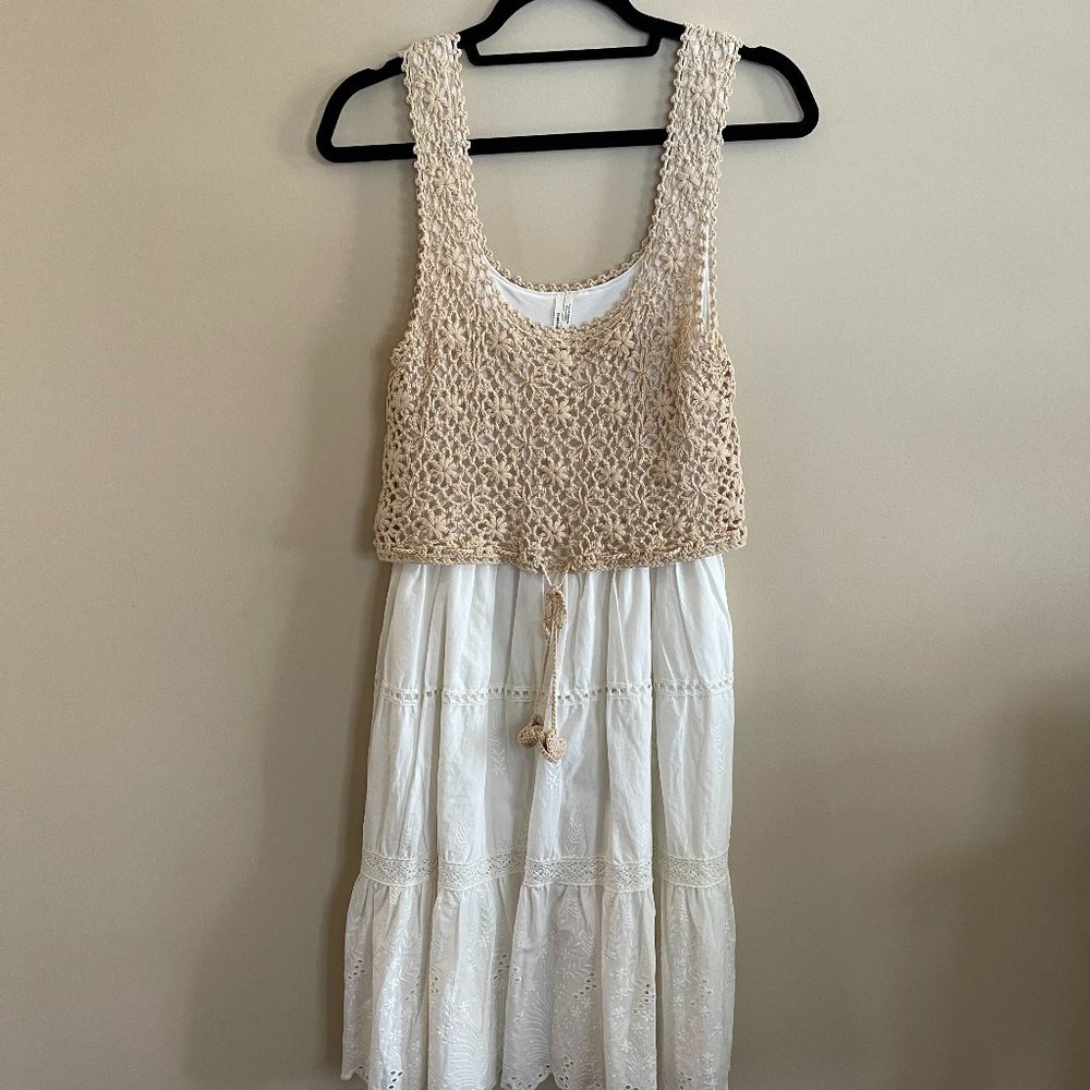 Anthropologie White Crochet Dress - Size XS